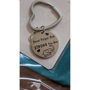 Inspirational Elephant Keychain Never Forget How Strong You Are Heart Ring